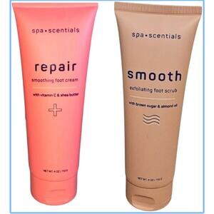 Spa Scentials Foot Care Set Repair Cream + Smooth Exfoliating Scrub 4oz Each